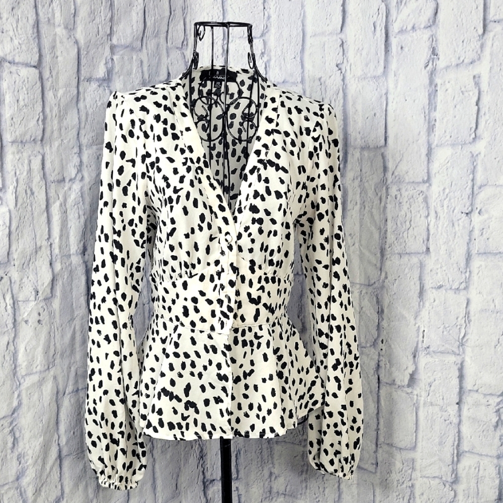 Lulu's Black and White‎ Blouse Elegant Top